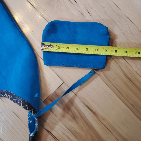 Turquoise Suede Hobo Tote by Gianni Notaro - Picture 3 of 15